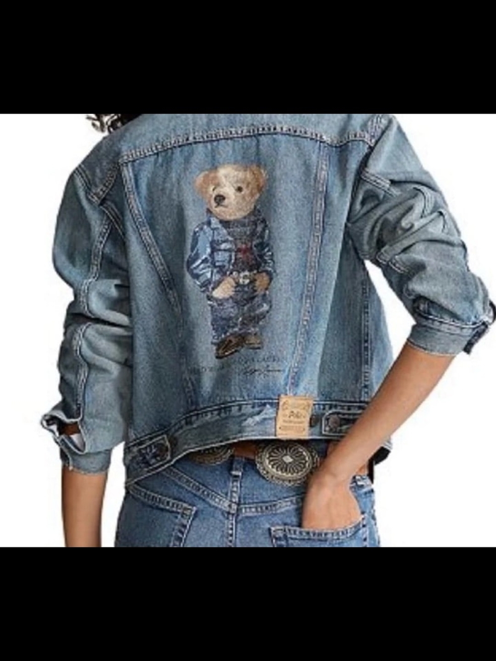 Ralph Lauren Light Blue Denim Jacket with Bear Back Motif